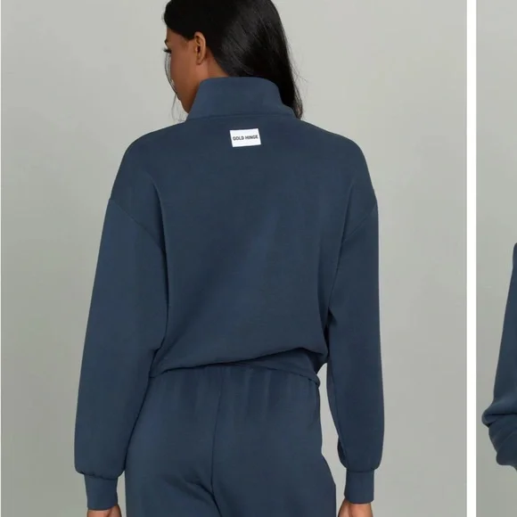 GOLDHINGE STONE NAVY LUXESOFT LOUNGE QUARTER ZIP-M - Picture 3 of 5